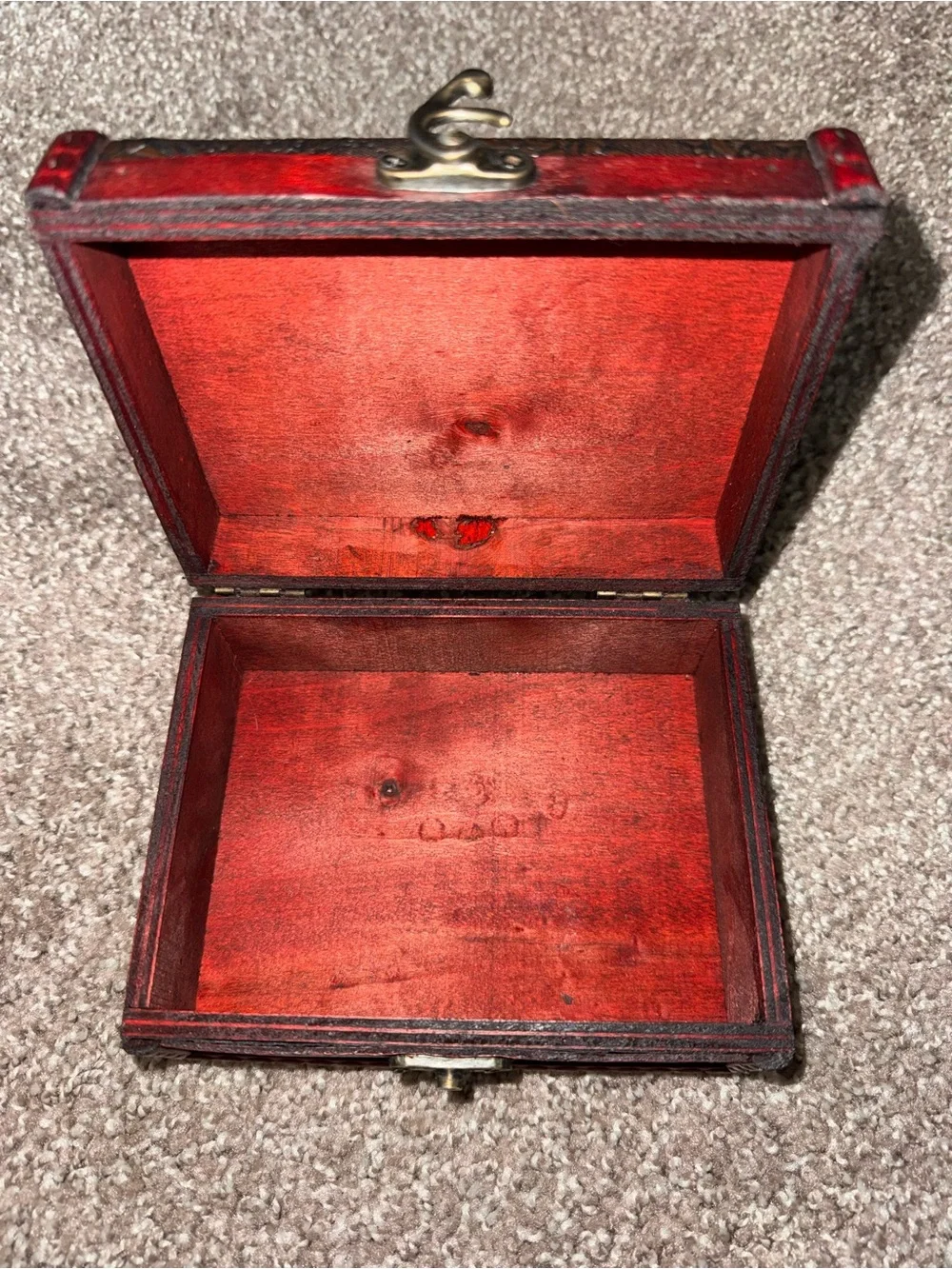 Brown Embossed Floral Wooden Box